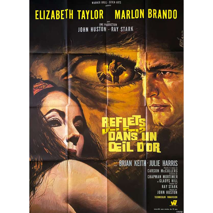 REFLETS DANS UN ŒIL D'OR Affiche de film- 120x160 cm. - 1967 - Elizabeth Taylor, Marlon Brando, John Huston