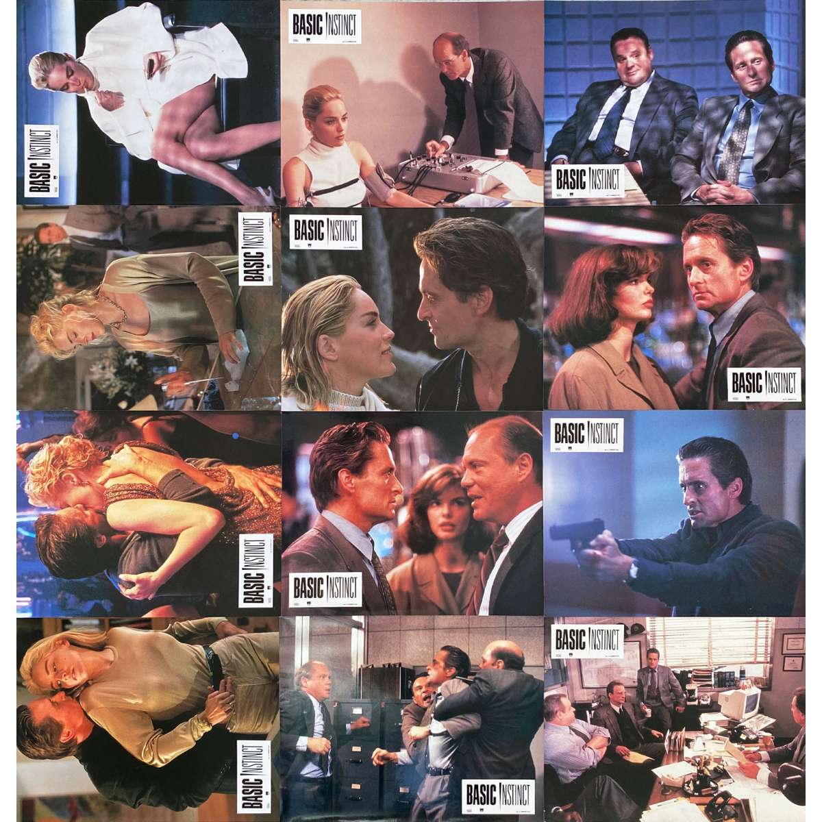 BASIC INSTINCT French Lobby Cards - 9x12 in. - 1992 x12