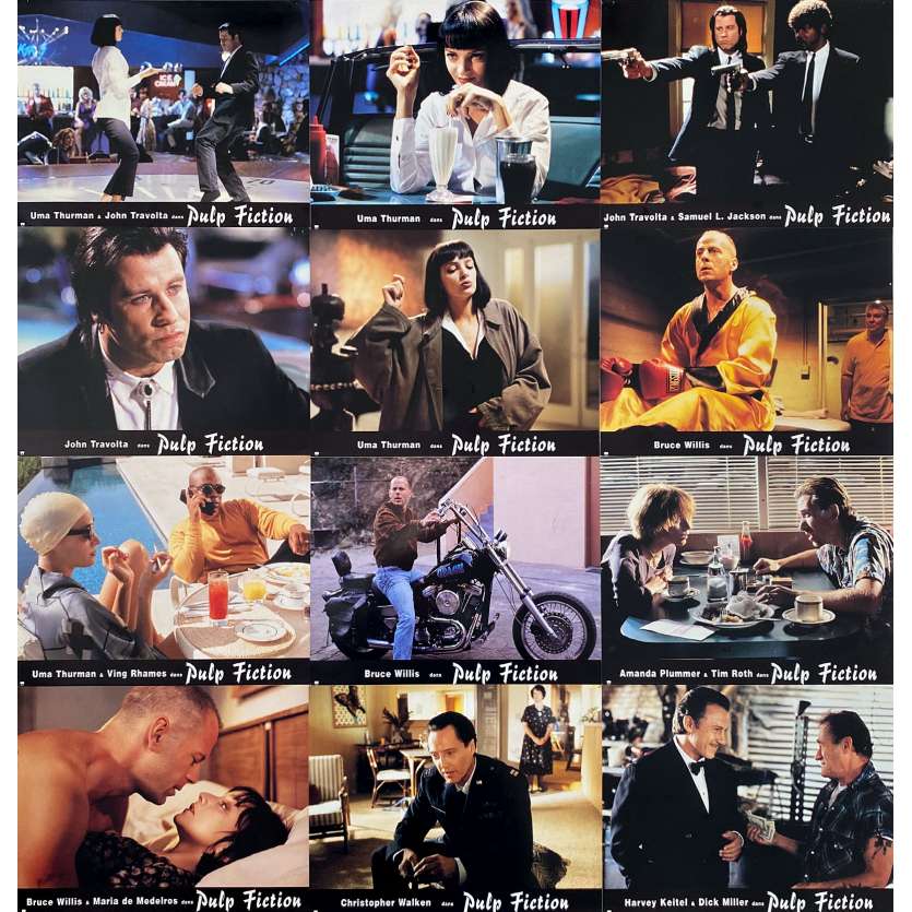 PULP FICTION Original Lobby Cards x12 - 9x12 in. - 1994 - Quentin Tarantino, Uma Thurman