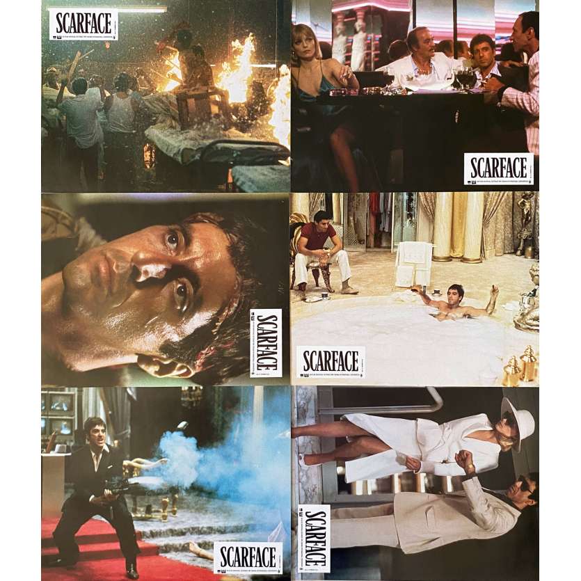 SCARFACE Original Lobby Cards x6 - Set B - 9x12 in. - 1983 - Brian de Palma, Al Pacino