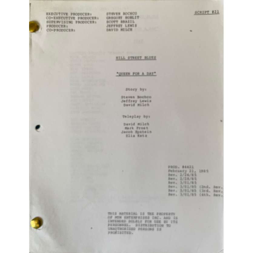HILL STREET BLUES Movie Script S05E21, 59p - 8x10 in. - 1981 - Steven Bochco, Daniel J. Travanti