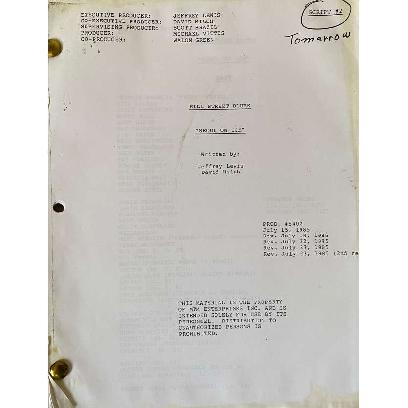 HILL STREET BLUES Movie Script S06E03, 60p - 8x10 in. - 1981 - Steven Bochco, Daniel J. Travanti