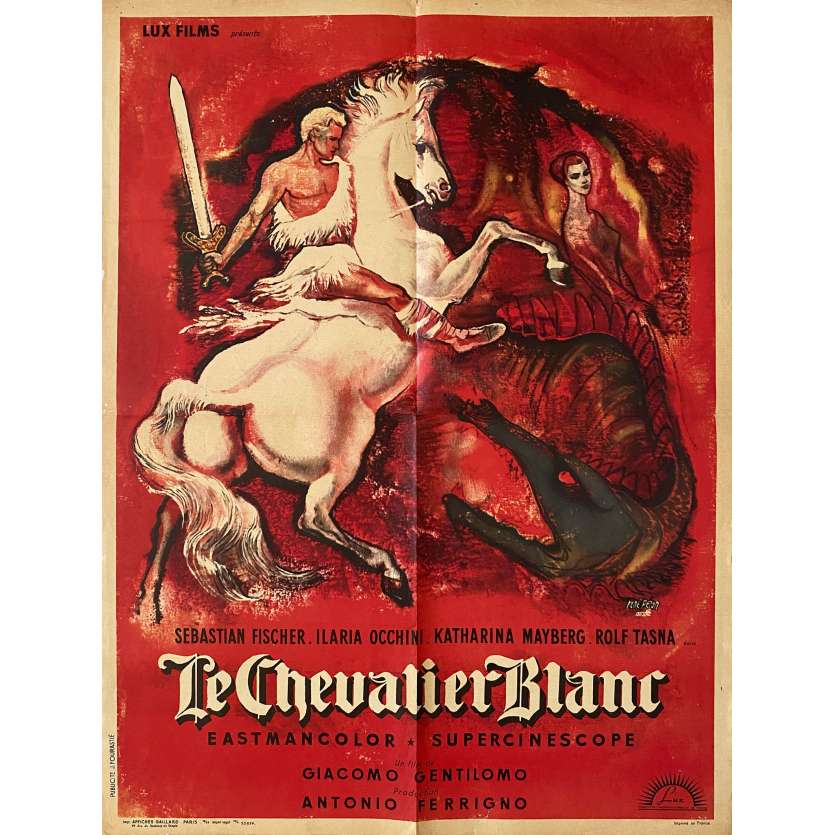 LE CHEVALIER BLANC Affiche de film- 60x80 cm. - 1957 - Sebastian Fischer, Giacomo Gentilomo