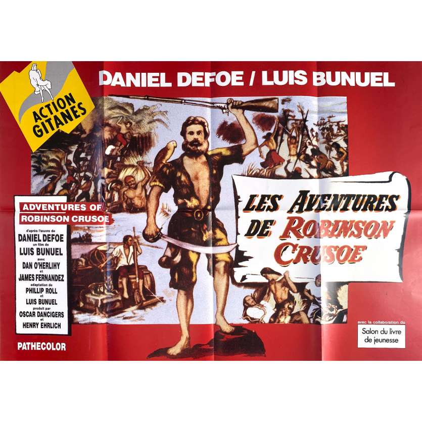 ROBINSON CRUSOE Original Movie Poster- 32x47 in. - R1980 - Luis Buñuel, Dan O'Herlihy