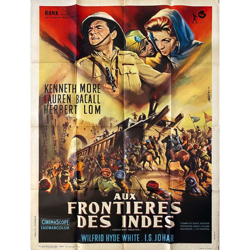 AUX FRONTIERES DES INDES Affiche de film- 120x160 cm. - 1959 - Lauren Bacall, J. Lee Thompson