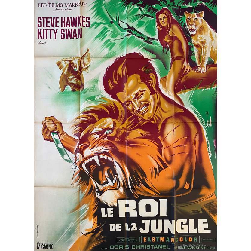 LE ROI DE LA JUNGLE Affiche de film- 120x160 cm. - 1969 - Steve Hawkes, Manuel Caño