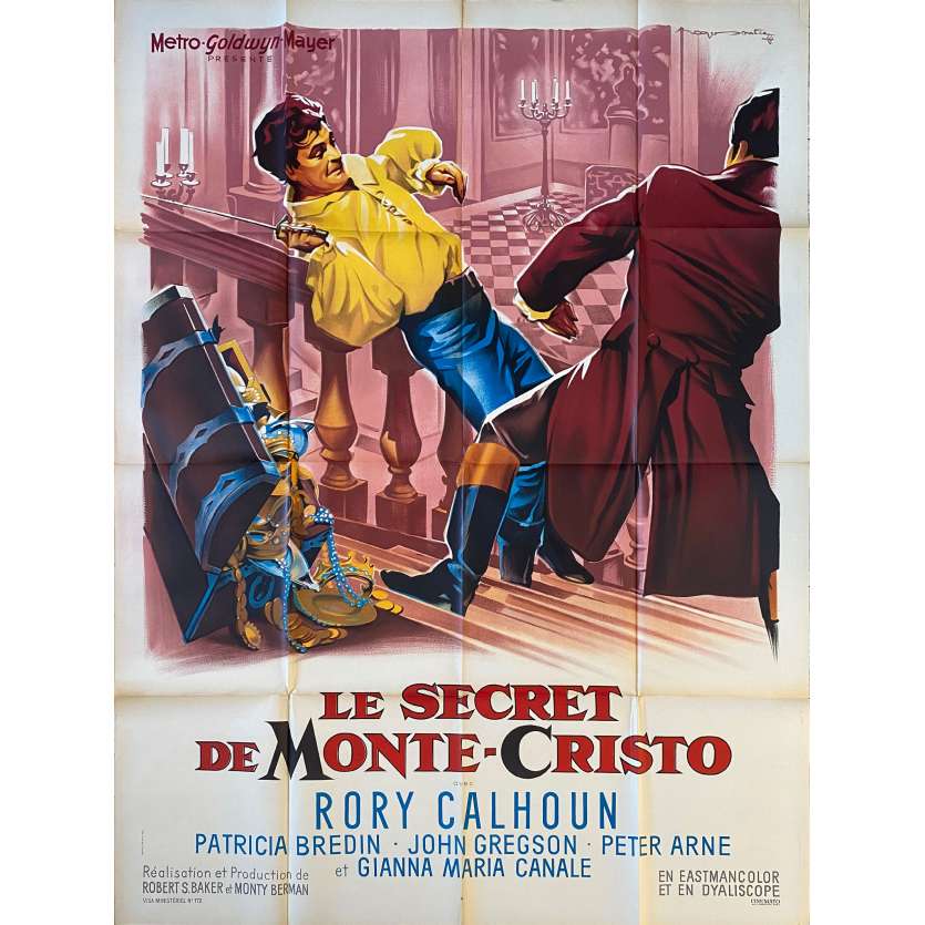 THE SECRET OF MONTE CRISTO Original Movie Poster- 47x63 in. - 1961 - Robert S. Baker, Rory Calhoun