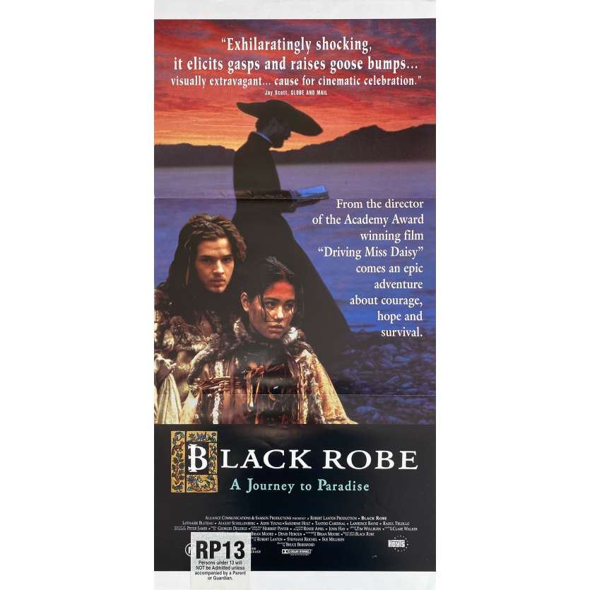 BLACK ROBE Affiche de film- 33x78 cm. - 1991 - Lothaire Bluteau, Bruce Beresford