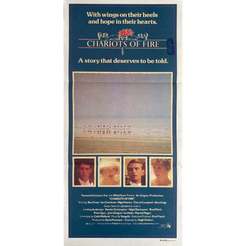 CHARIOTS OF FIRE Original Movie Poster- 13x30 in. - 1981 - Hugh Hudson, Ben Cross