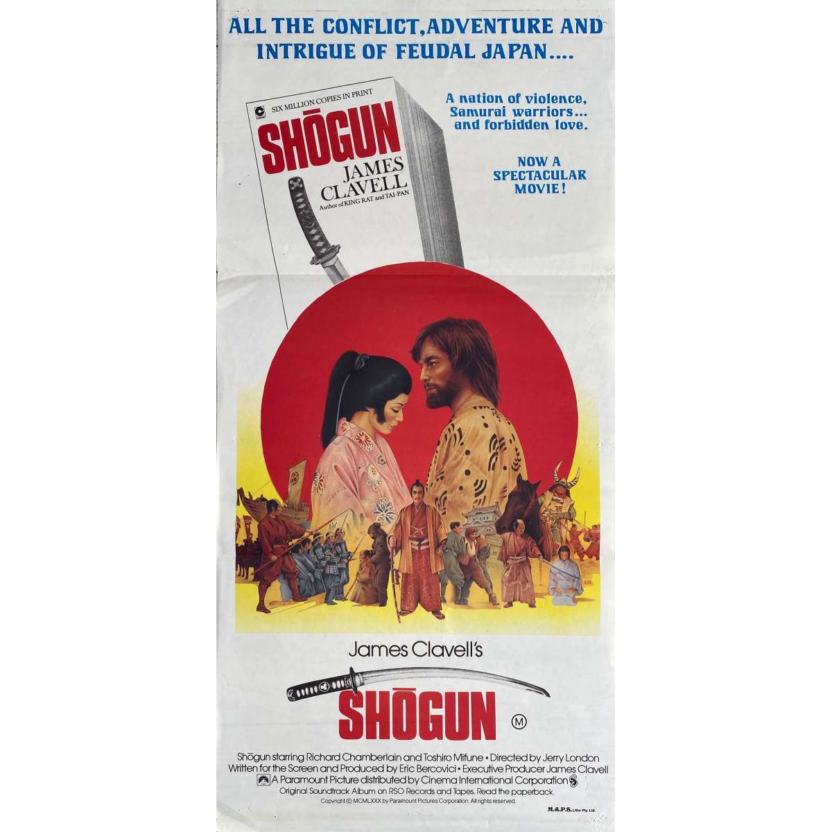 SHOGUN Australian Movie Poster 13x30 in. 1980