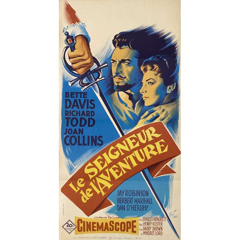 LE SEIGNEUR DE L'AVENTURE Affiche de film- 40x80 cm. - 1955 - Bette Davis, Joan Collins, Henry Koster