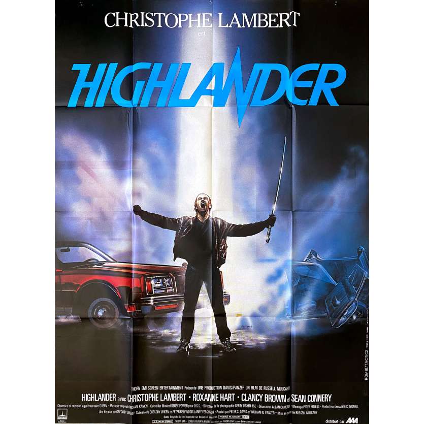HIGHLANDER Original Movie Poster- 47x63 in. - 1985 - Russel Mulcahy, Christophe Lambert