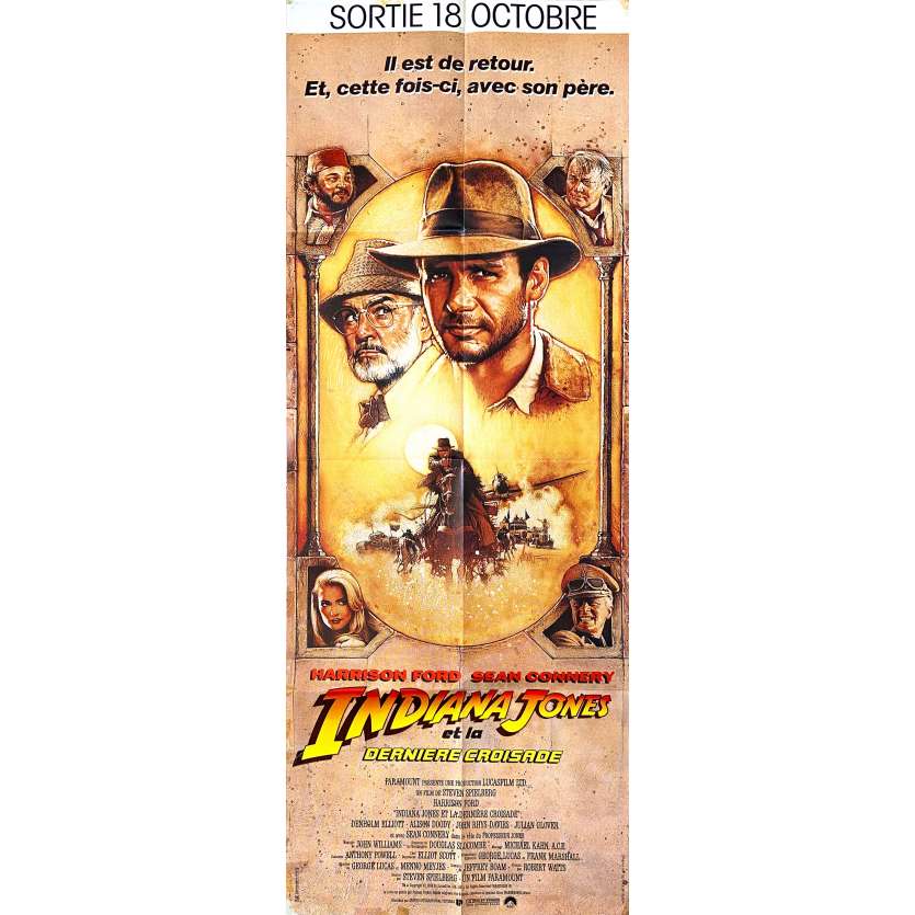 INDIANA JONES AND THE LAST CRUSADE Original Movie Poster- 23x63 in. - 1989 - Steven Spielberg, Harrison Ford