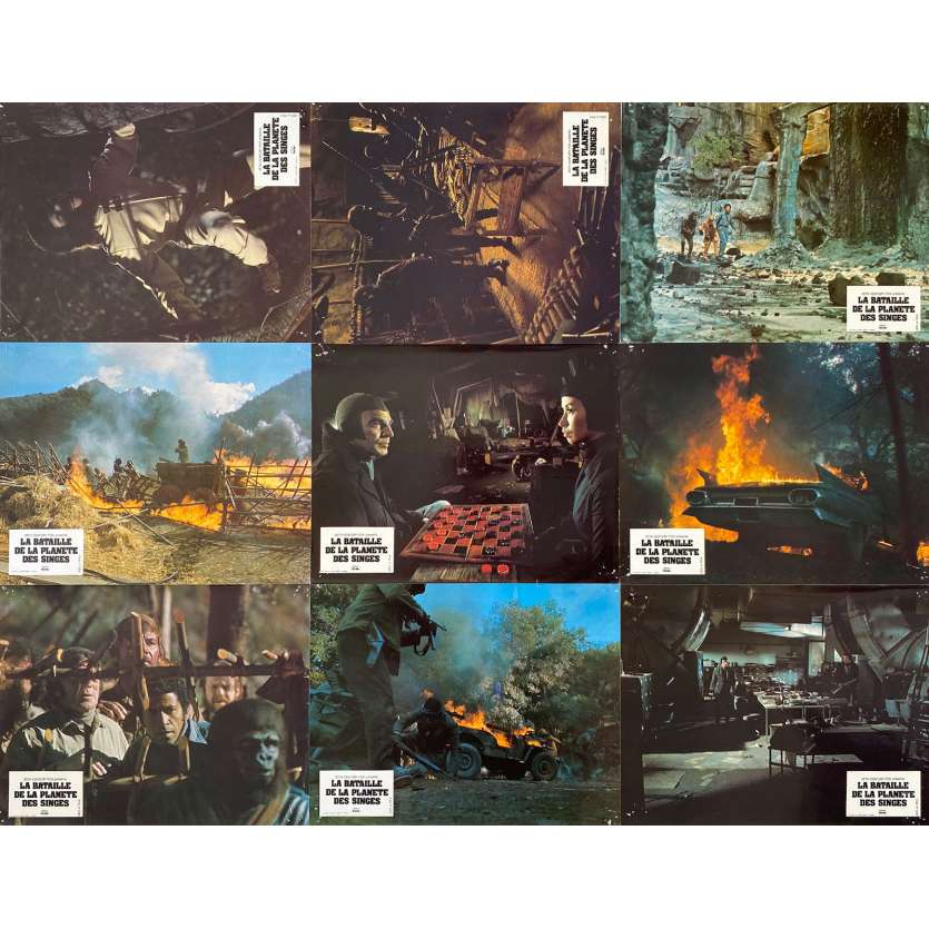 BATTLE FOR THE PLANET OF THE APES Original Lobby Cards x9 - Set A - 9x12 in. - 1973 - J. Lee Thompson, Roddy McDowall