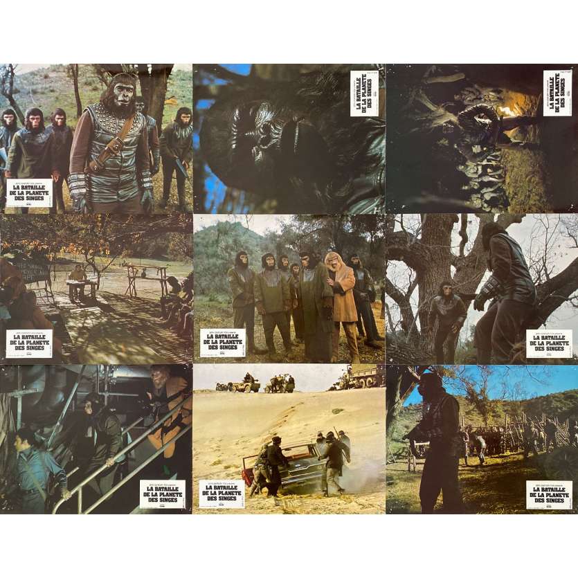 BATTLE FOR THE PLANET OF THE APES Original Lobby Cards x9 - Set B - 9x12 in. - 1973 - J. Lee Thompson, Roddy McDowall