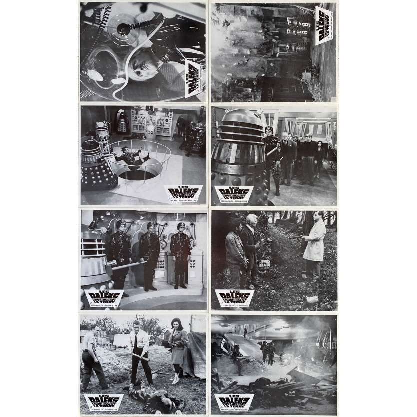 DALEK'S INVASION EARTH 2150 A.D. Original Lobby Cards x8 - Set A - 9x12 in. - 1966 - Gordon Flemyng, Peter Cushing