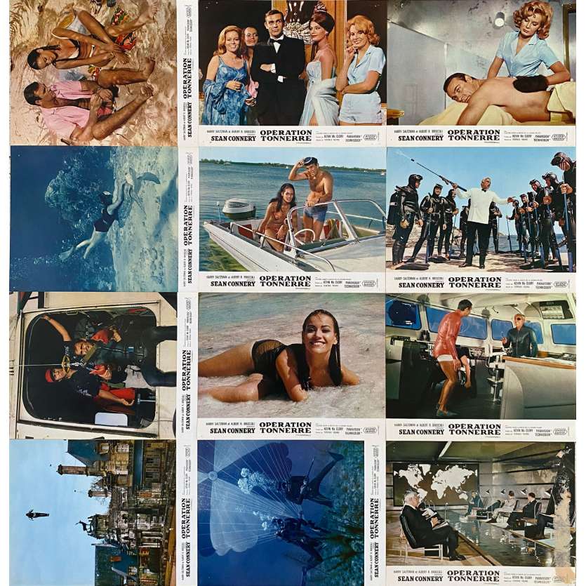 THUNDERBALL Original Lobby Cards Set B - x12 - 9x12 in. - 1965 - James Bond, Sean Connery