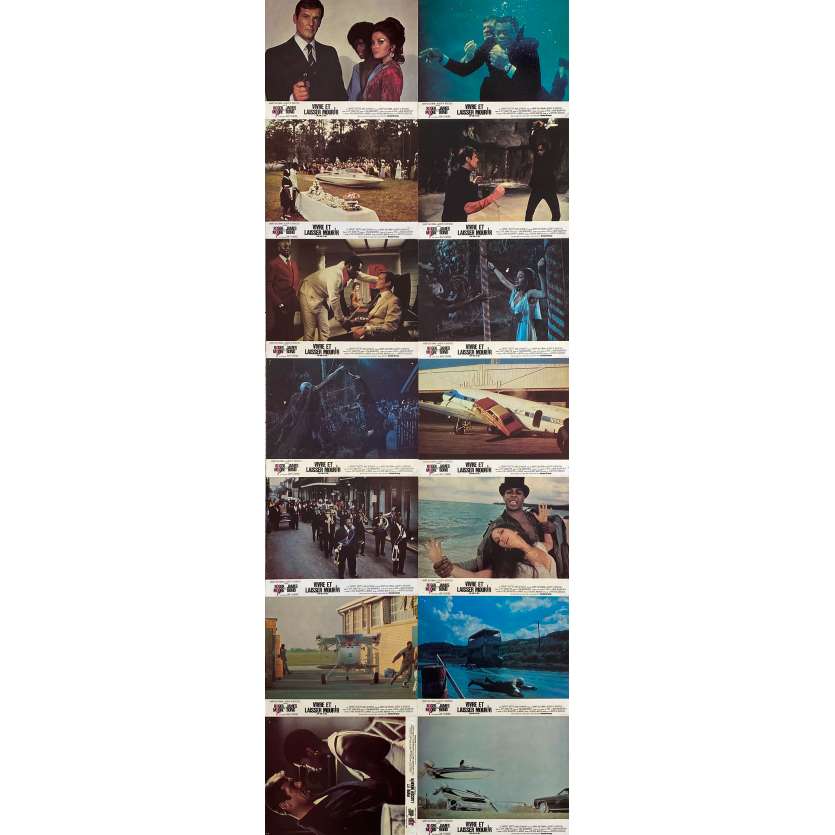 LIVE AND LET DIE Original Lobby Cards x14 - 9x12 in. - 1973 - James Bond, Roger Moore