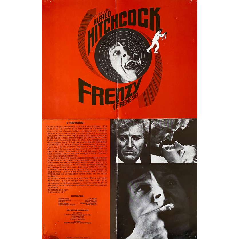 FRENZY Synopsis- 24x30 cm. - 1972 - Jon Finch, Alfred Hitchcock