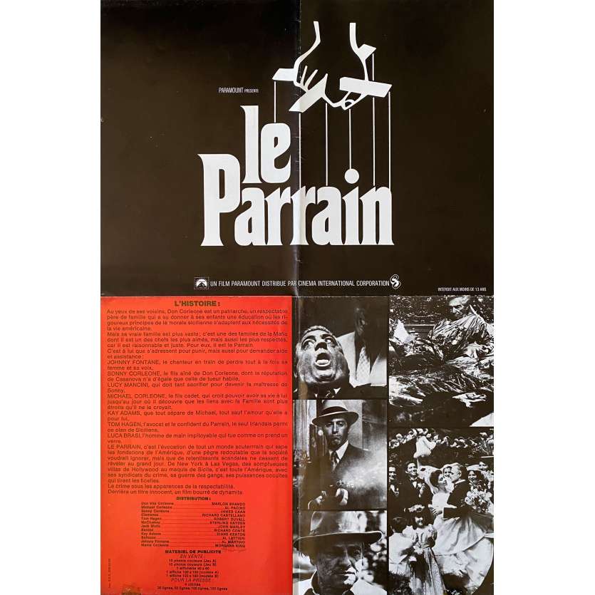 LE PARRAIN Synopsis- 24x30 cm. - 1972 - Marlon Brando, Francis Ford Coppola