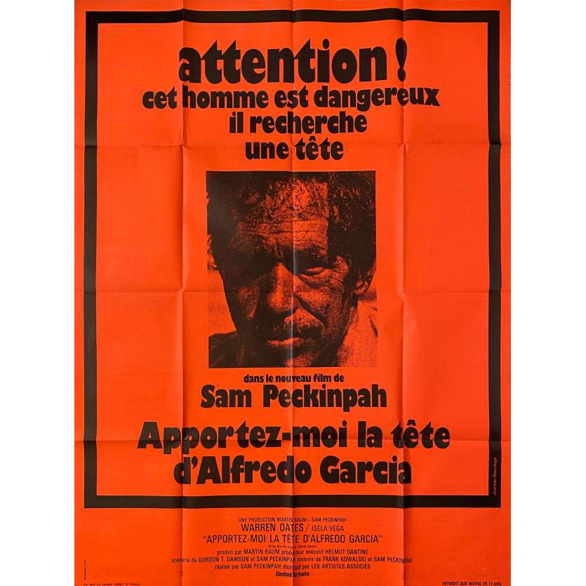 APPORTEZ-MOI LA TETE D'ALFREDO GARCIA Affiche de cinéma- 120x160 cm. - 1974 - Warren Oates, Sam Peckinpah