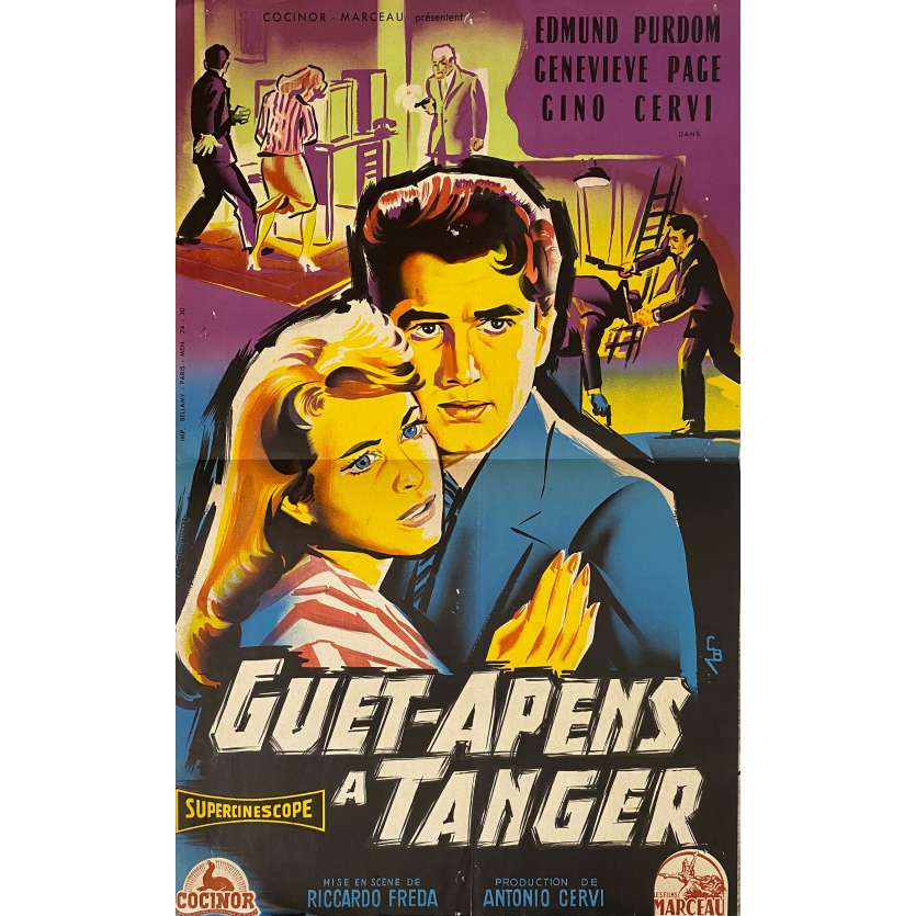 TRAPPED IN TANGIERS Original Movie Poster- 15x21 in. - 1957 - Riccardo Freda, Edmund Purdom