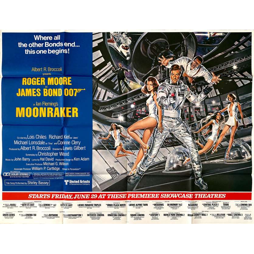 MOONRAKER Original Subway Movie Poster- 45x60 in. - 1979 - James Bond, Roger Moore
