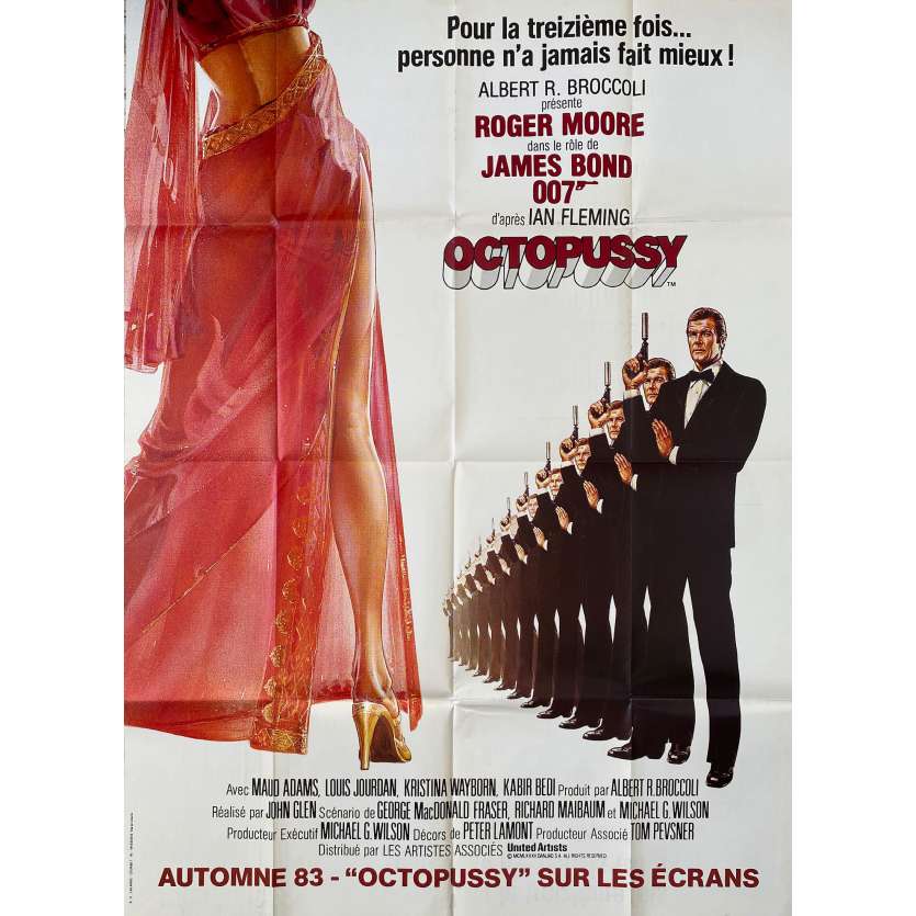 OCTOPUSSY Original Movie Poster Adv. - 47x63 in. - 1983 - James Bond, Roger Moore
