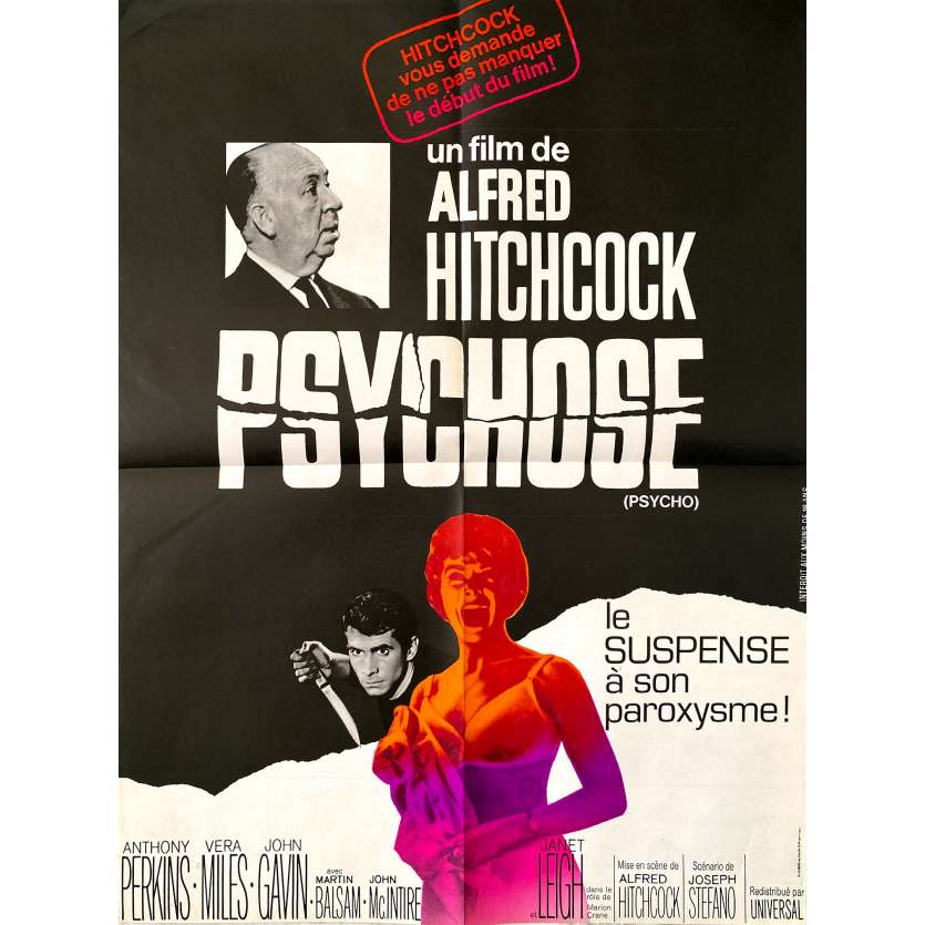 PSYCHO Original Movie Poster- 23x32 in. - 1960 - Alfred Hitchcock, Anthony Perkins