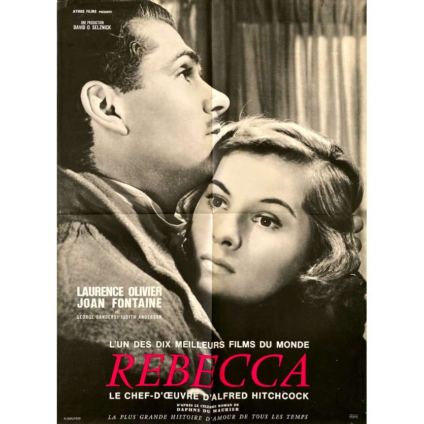 REBECCA Affiche de cinéma- 60x80 cm. - 1940/R1960 - Laurence Olivier, Joan Fontaine, Alfred Hitchcock