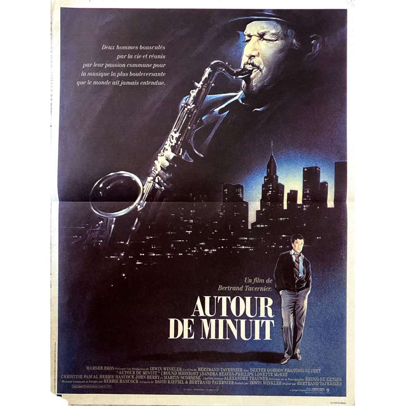 AUTOUR DE MINUIT Affiche de cinéma- 40x54 cm. - 1986 - Dexter Gordon, Bertrand Tavernier