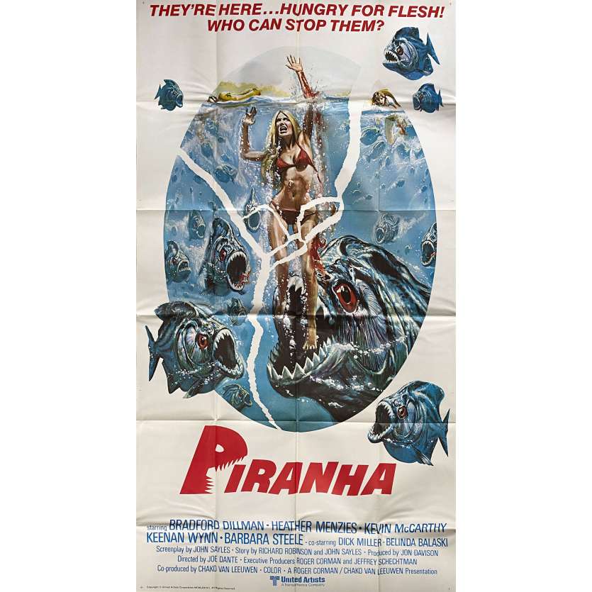 PIRANHA Original Movie Poster- 41x81 in. - 1978 - Joe Dante, Kevin McCarthy