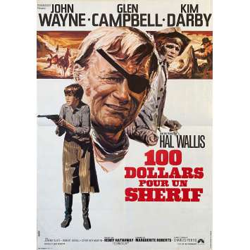 100 DOLLARS POUR UN SHERIF Affiche de cinéma- 40x54 cm. - 1969 - John Wayne, Henry Hathaway