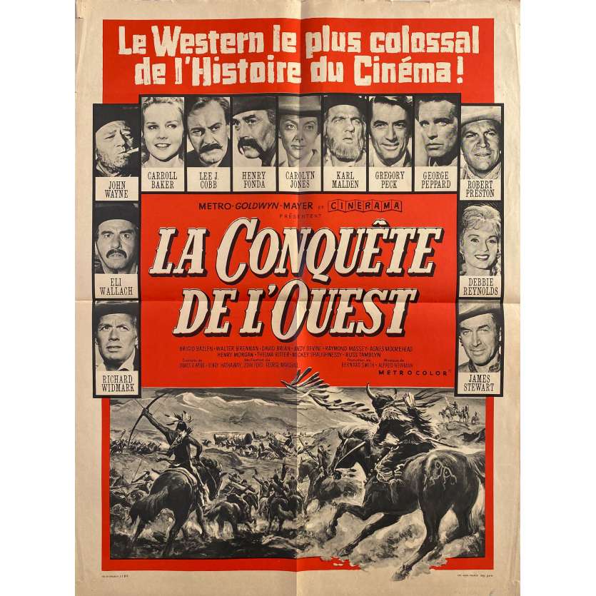 LA CONQUETE DE L'OUEST Affiche de cinéma- 60x80 cm. - 1962 - John Wayne, John Ford
