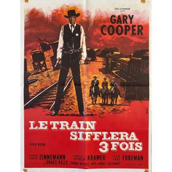 HIGH NOON Original Movie Poster- 23x32 in. - R1960 - Fred Zinnemann, Gary Cooper