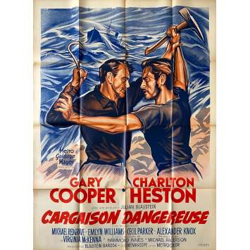 CARGAISON DANGEREUSE Affiche de cinéma Litho - 120x160 cm. - 1959 - Gary Cooper, Charlton Heston, Michael Anderson CARGAISON DANGEREUSE Affiche de cinéma Litho - 120x160 cm. - 1959 - Gary Cooper, Charlton Heston, Michael Anderson