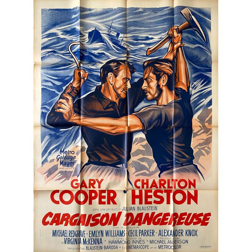 CARGAISON DANGEREUSE Affiche de cinéma Litho - 120x160 cm. - 1959 - Gary Cooper, Charlton Heston, Michael Anderson