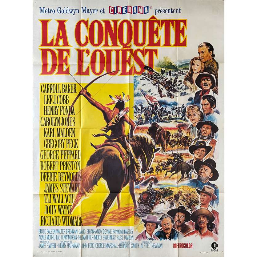 LA CONQUETE DE L'OUEST Affiche de cinéma- 120x160 cm. - R1970 - John Wayne, John Ford