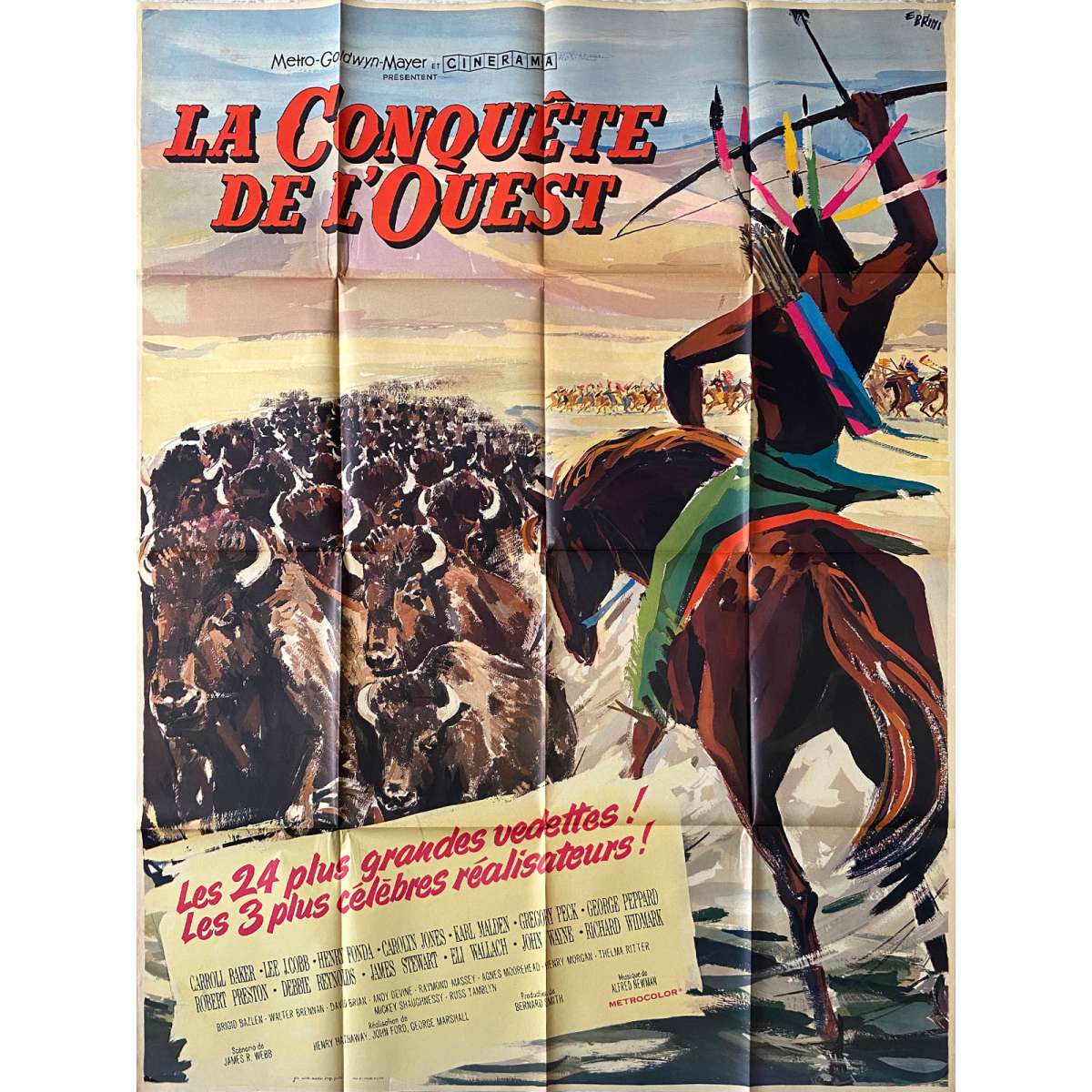A La Conquete De Louest Film Affiche de film française de LA CONQUETE DE L'OUEST - 120x160 cm. modèle  bisons