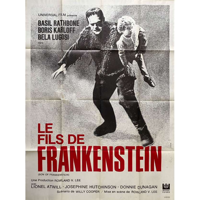 SON OF FRANKENSTEIN Original Movie Poster- 47x63 in. - R1960 - Rowland V. Lee, Boris Karloff, Bela Lugosi