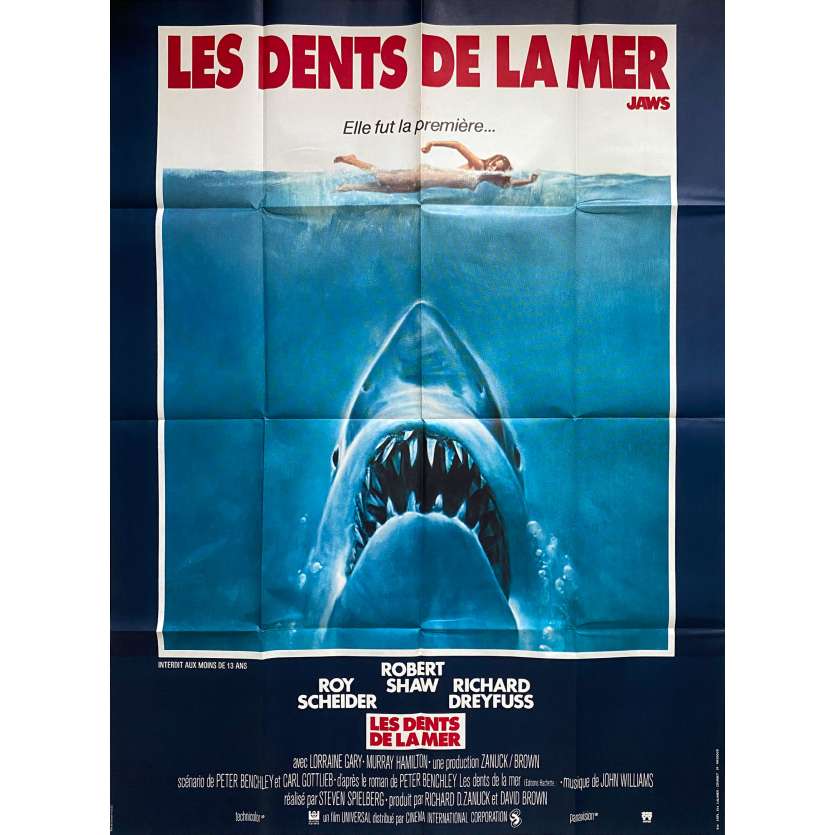 LES DENTS DE LA MER Affiche de cinéma- 120x160 cm. - 1975 - Roy Sheider, Steven Spielberg