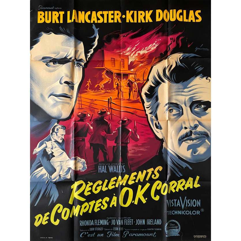 GUNFIGHT AT THE O.K. CORRAL Original Movie Poster- 47x63 in. - 1957 - John Sturges, Burt Lancaster