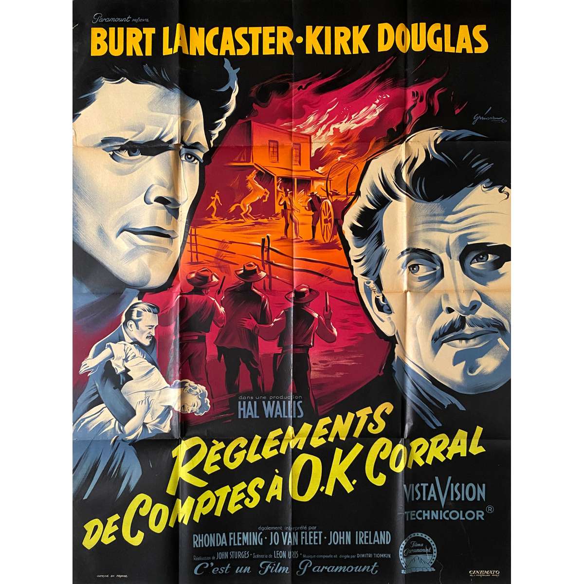 REGLEMENTS DE COMPTES A O.K. CORRAL Affiche de cinéma  - 120x160 cm. - 1957 - Bu Nationaal supplement