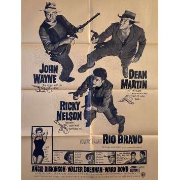 RIO BRAVO Original Movie Poster- 28x40 in. - R1960 - Howard Hawks, John Wayne, Dean Martin