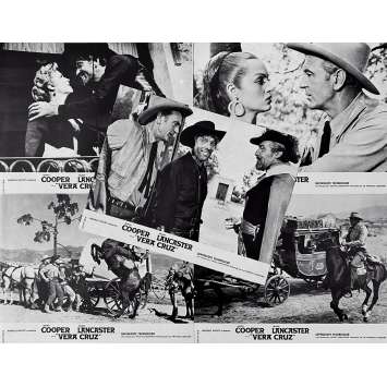 VERA CRUZ Original Lobby Cards x5 - 9x12 in. - 1954 - Robert Aldrich, Gary Cooper