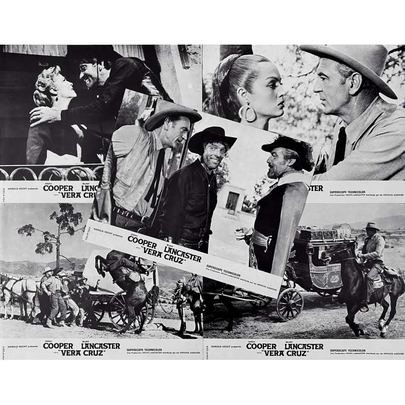VERA CRUZ Original Lobby Cards x5 - 9x12 in. - 1954 - Robert Aldrich, Gary Cooper