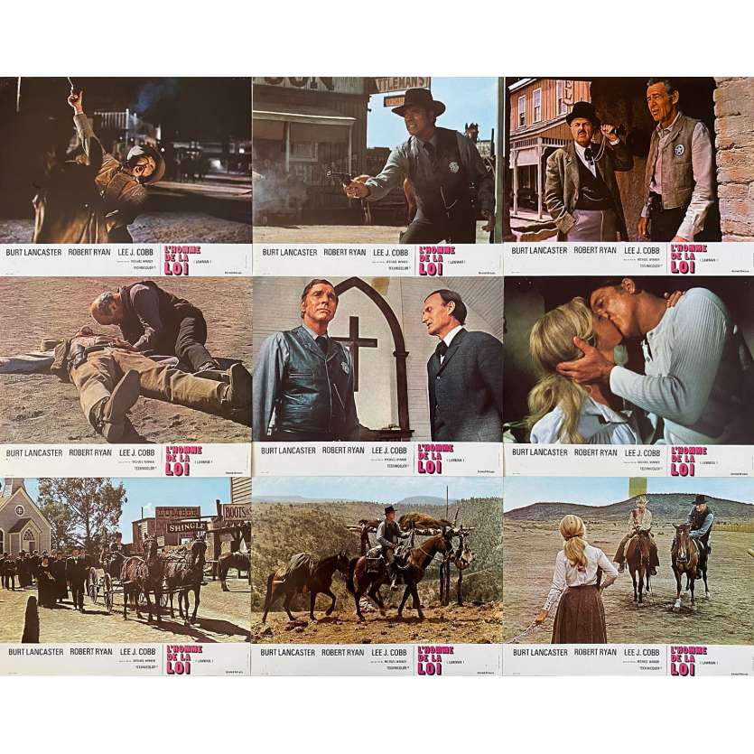 L'HOMME DE LA LOI Photos de film x9 - jeu B - 21x30 cm. - 1971 - Burt Lancaster, Robert Ryan, Michael Winner