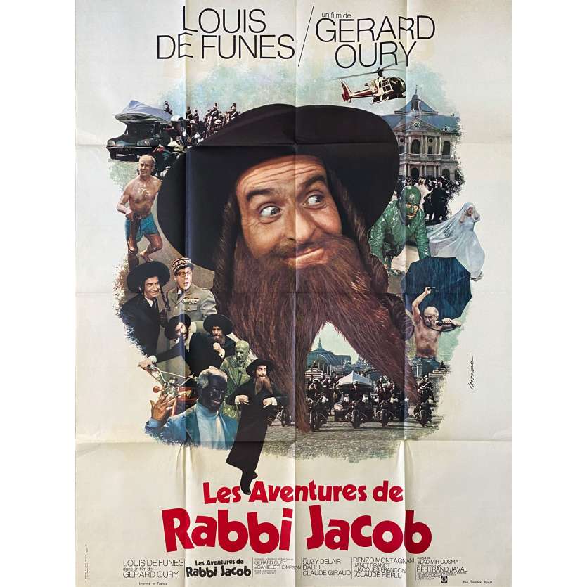 LES AVENTURES DE RABBI JACOB Affiche de cinéma- 120x160 cm. - 1973 - Louis de Funès, Gérard Oury