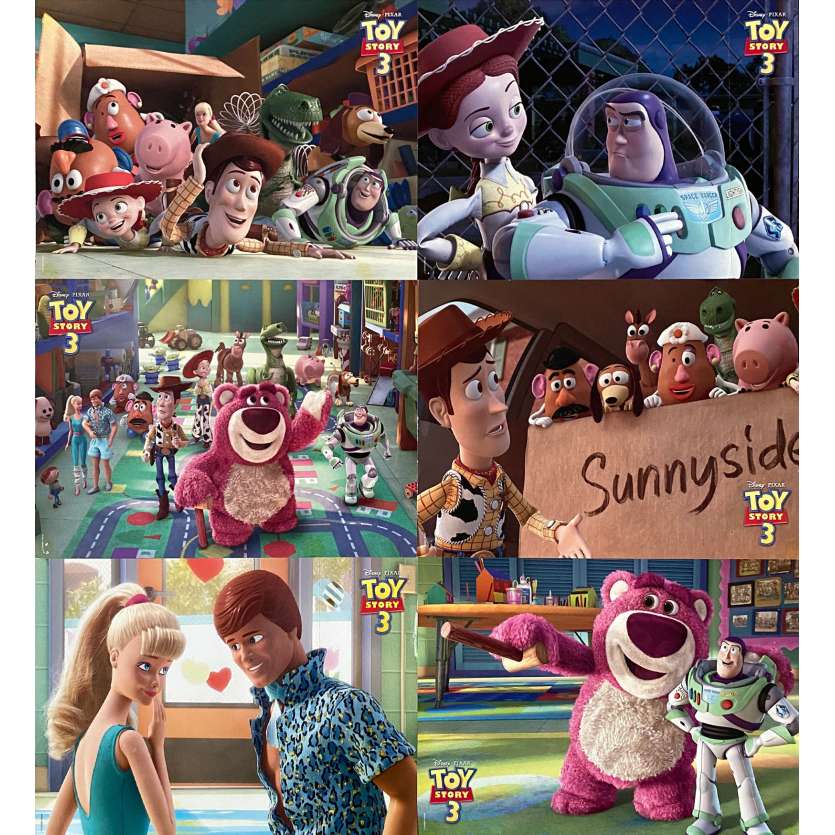 TOY STORY 3 Original Lobby Cards x6 - 9x12 in. - 2010 - John Lasseter, Tom Hanks