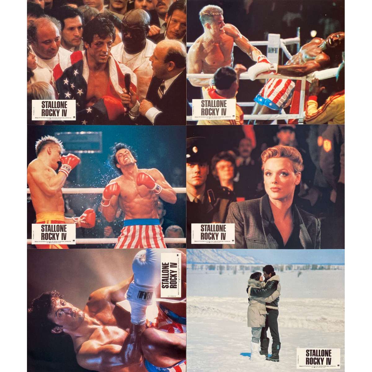 ROCKY IV French Lobby Cards - 9x12 in. - 1985 x6 - Set A